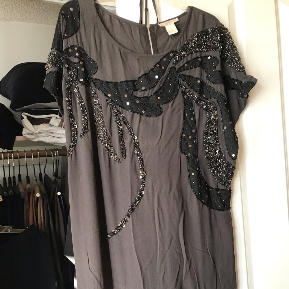 Gold Hawk silky (viscose) sequined dress w/ slip
